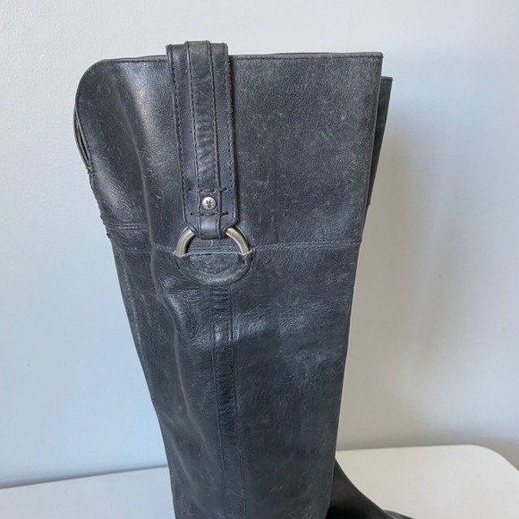 Frye Jamie Ring Tall Distressed Black Leather Riding Boots Size Women's 9 - Picture 7 of 16
